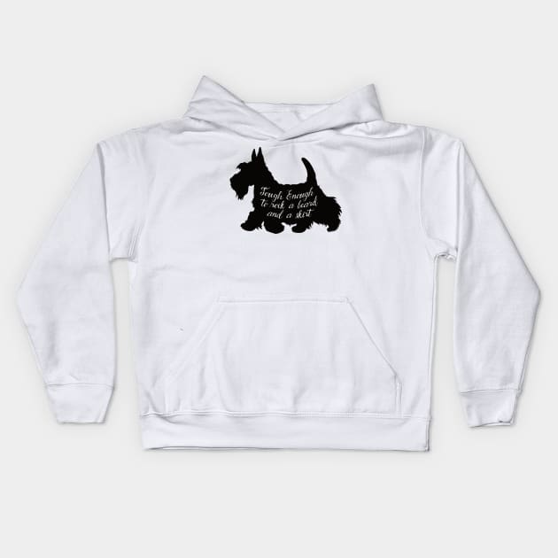 Scottish Terrier Lovers "Tough Enough to rock a beard and a skirt" Kids Hoodie by Dibble Dabble Designs